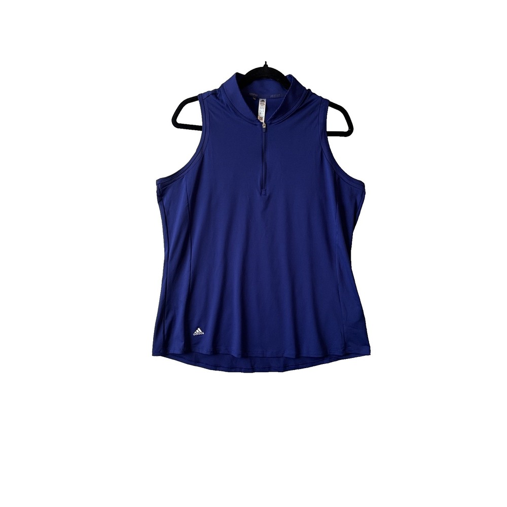 Adidas Racerback Sleeveless Quarter‎ Zip Polo Shirt XL Blue Golf Athletic Resort